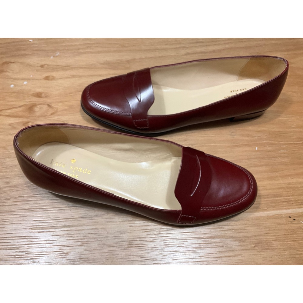 Kate Spade New York Burgundy Leather Penny Loafers Made in Italy Size 6B